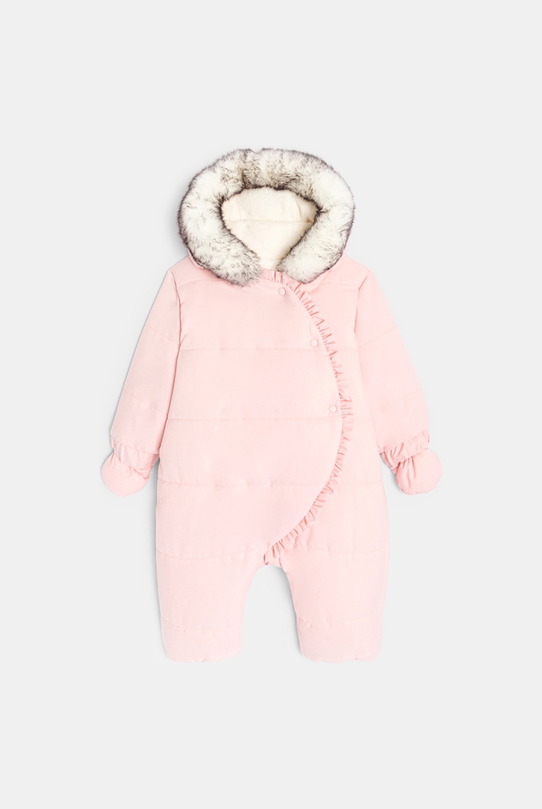 Combipilote doublée avec volants rose naissance 1