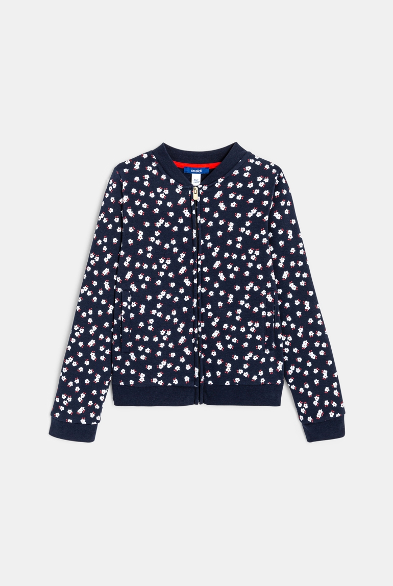 Teddy zippé en molleton imprimé bleu fille 1