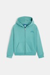 Sweat-shirt à capuche uni vert fille