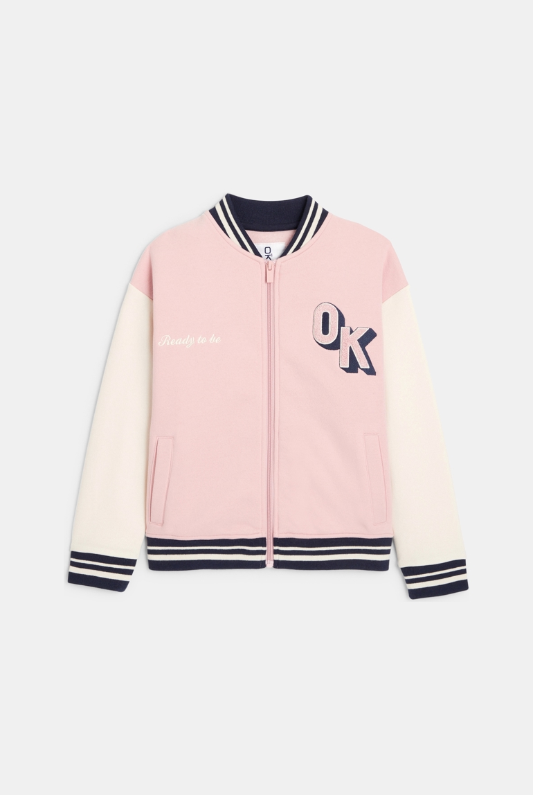 Teddy-Sweatshirt mit Reißverschluss Rosa Mädchen 1
