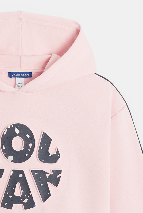 Sweat-shirt à capuche à message rose fille