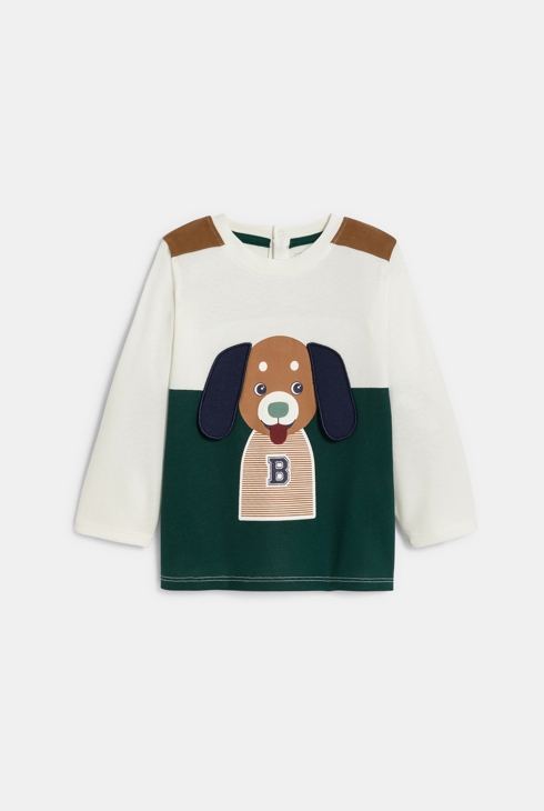 T-shirt colorblock animal vert bébé garçon