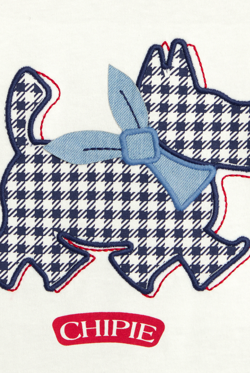 Weißes Chipie-T-Shirt mit Scottish-Terrier-Stickerei