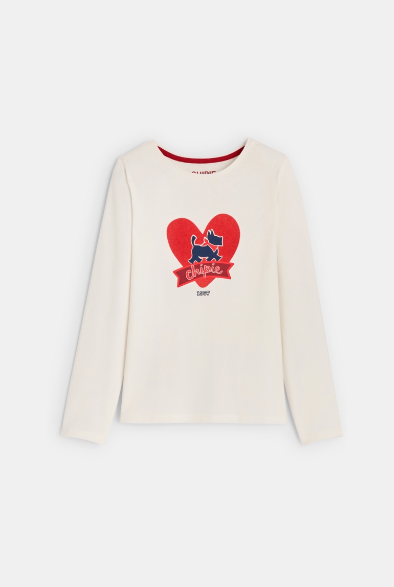 Meisjesshirt Schotse terriër en wit hart 1