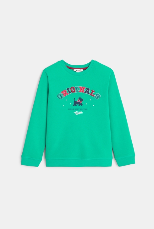 Sudadera verde de muletón de niña 1