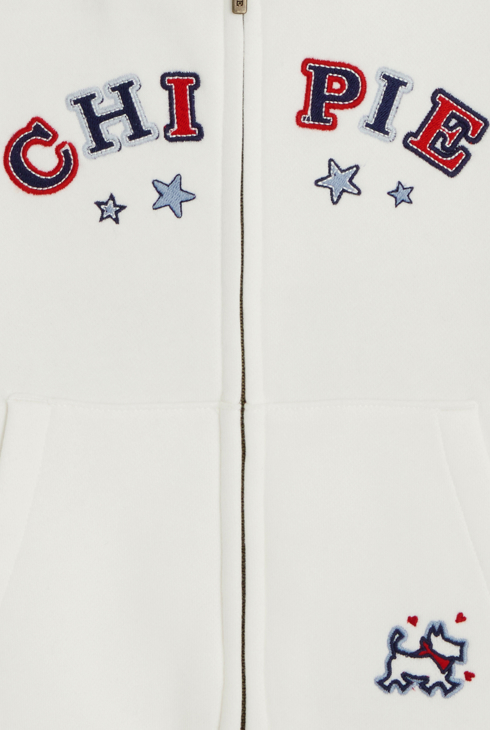 Sweat zippé à capuche brodé blanc fille Chipie 2