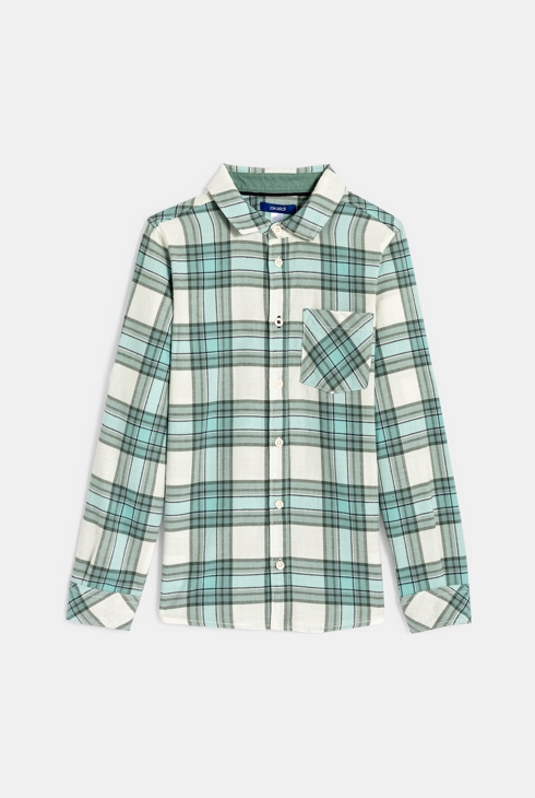 Chemise à carreaux vert d'eau Garçon 1
