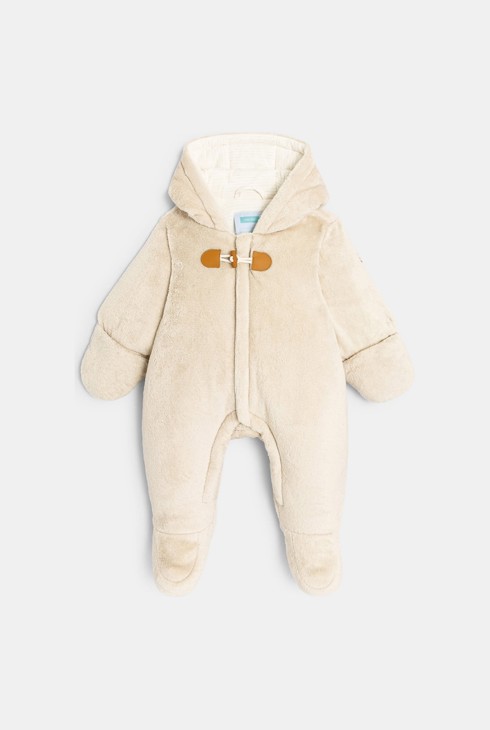 Combipilote en velours doublée jersey beige naissance 2