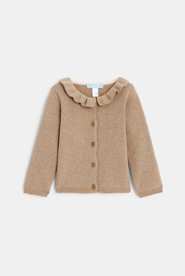 Strickjacke mit Glanzeffekt Beige Baby Mädchen 1