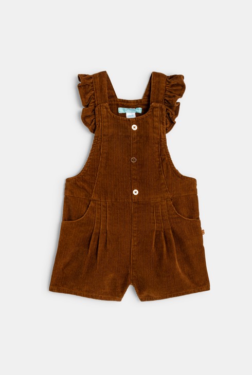 Kurze Latzhose aus Cordsamt Braun Baby Mädchen 1