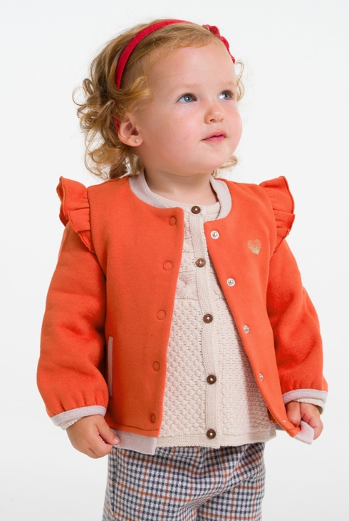 Jopica iz flisa z volančki  oranžna dojenček deklica 1