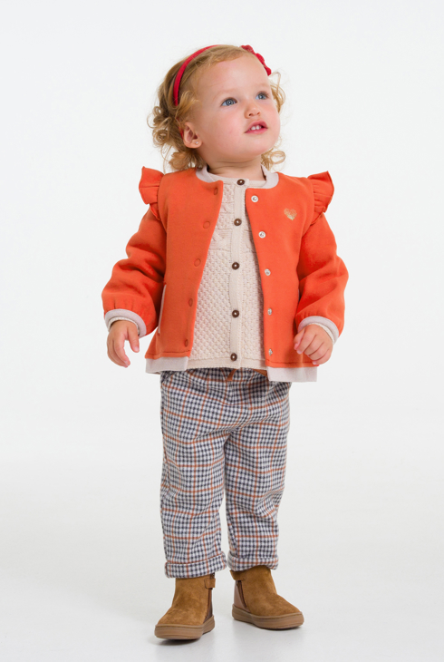 Jopica iz flisa z volančki  oranžna dojenček deklica 2
