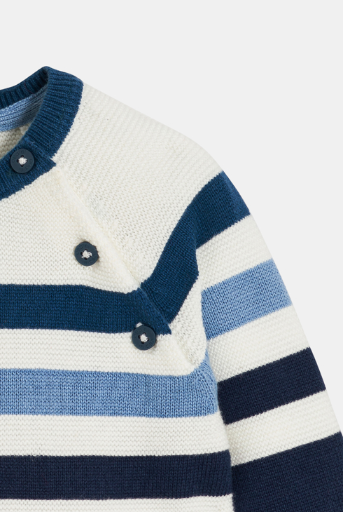 Blauer gestreifter Strickpullover Kleinkind Junge