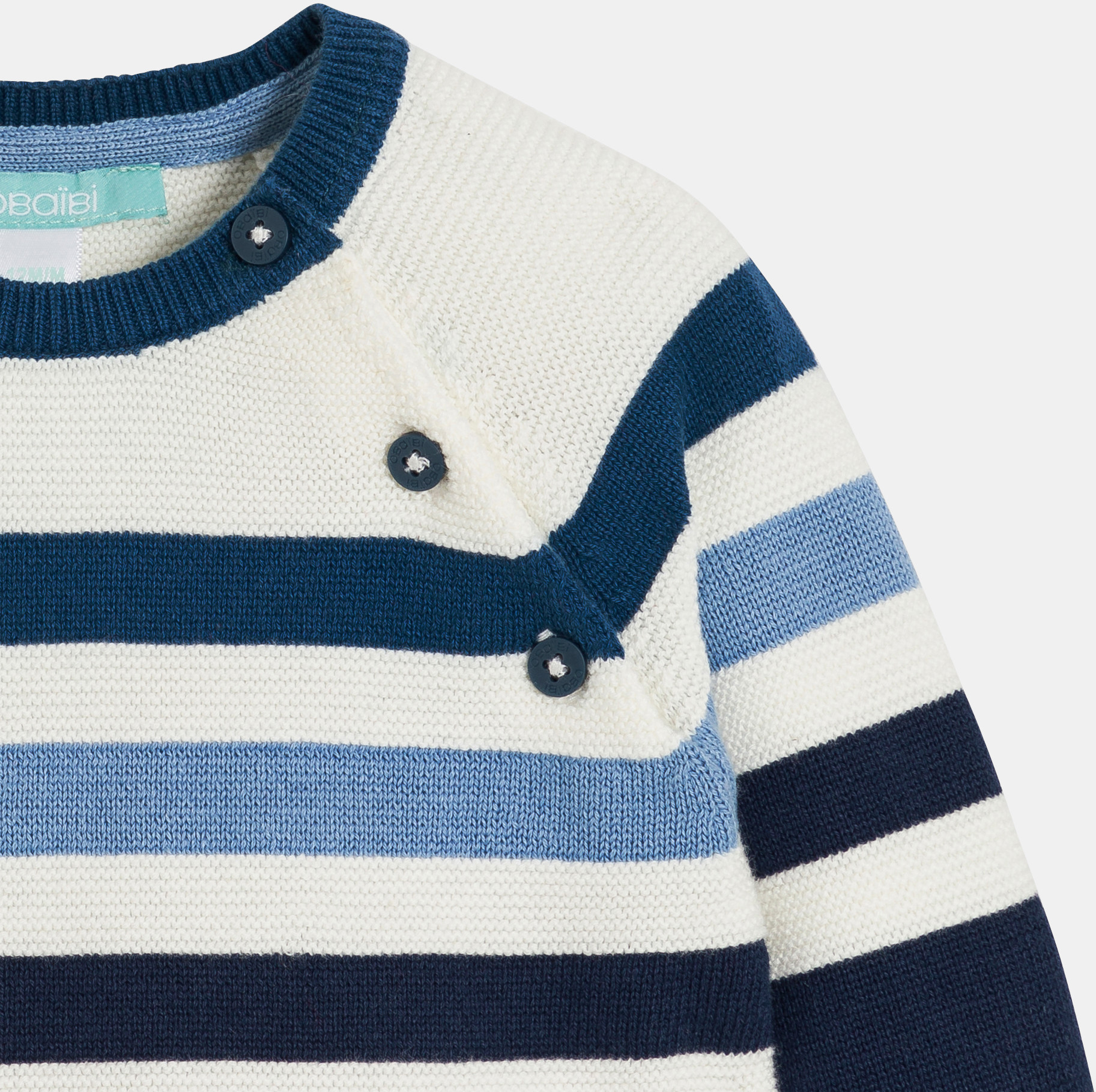 Blauer gestreifter Strickpullover Kleinkind Junge 2