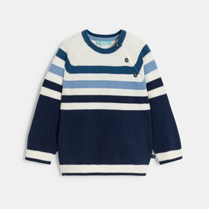 Pull en maille tricot à rayures bleu bébé garçon 1