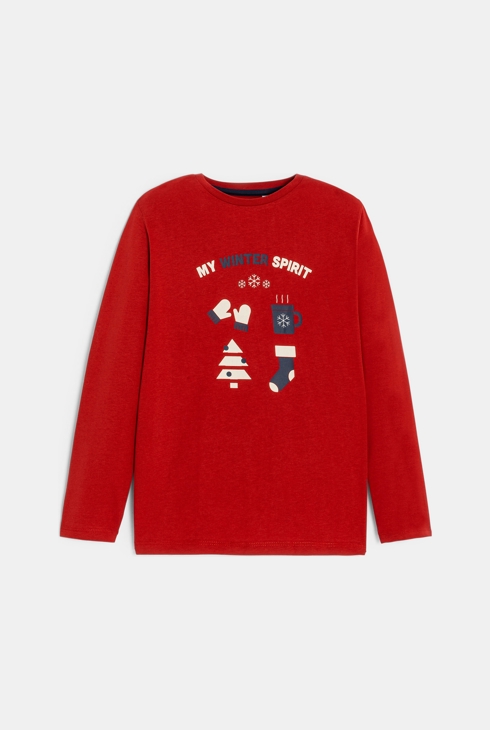 Rotes T-Shirt mit Motiven für Jungen 1