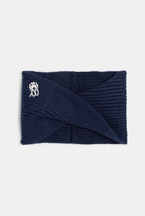 Snood croisé maille tricot bleu bébé garçon 1