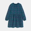 Robe en gaze de coton imprimé bleue Fille