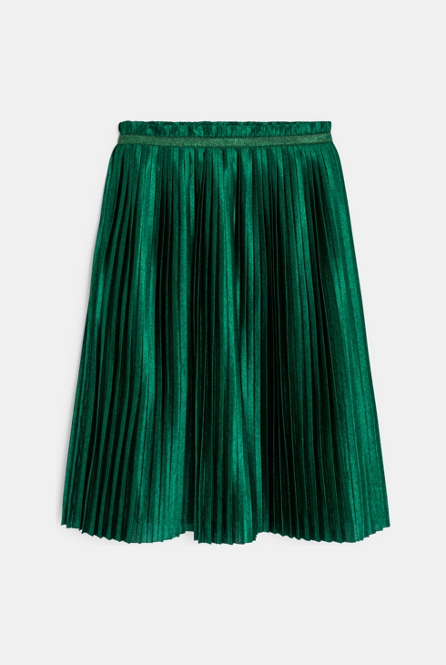 Jupe midi plissée verte fille