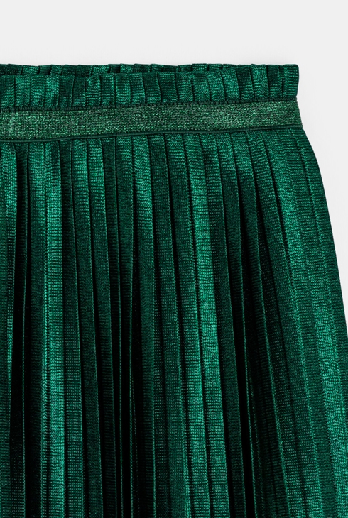 Jupe midi plissée verte fille
