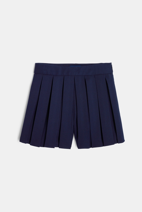 Short plissé uni bleu fille 2