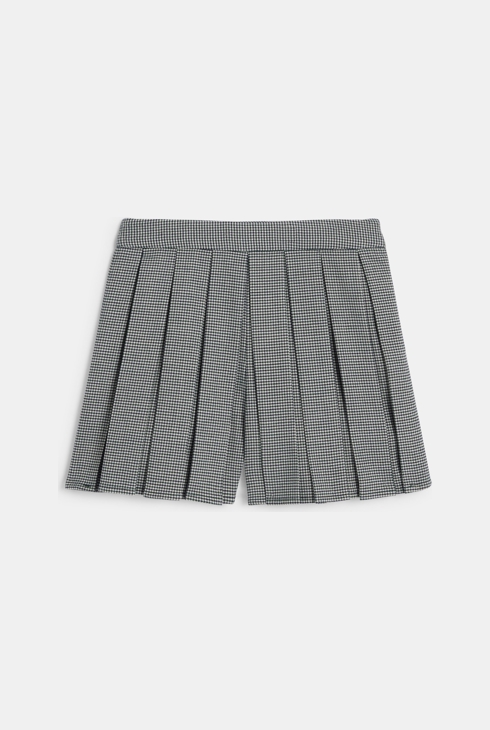 Short plissé uni gris fille