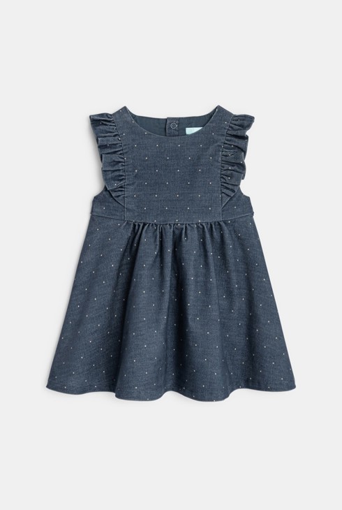 Pünktchenkleid aus Cordsamt Blau Baby Mädchen 2