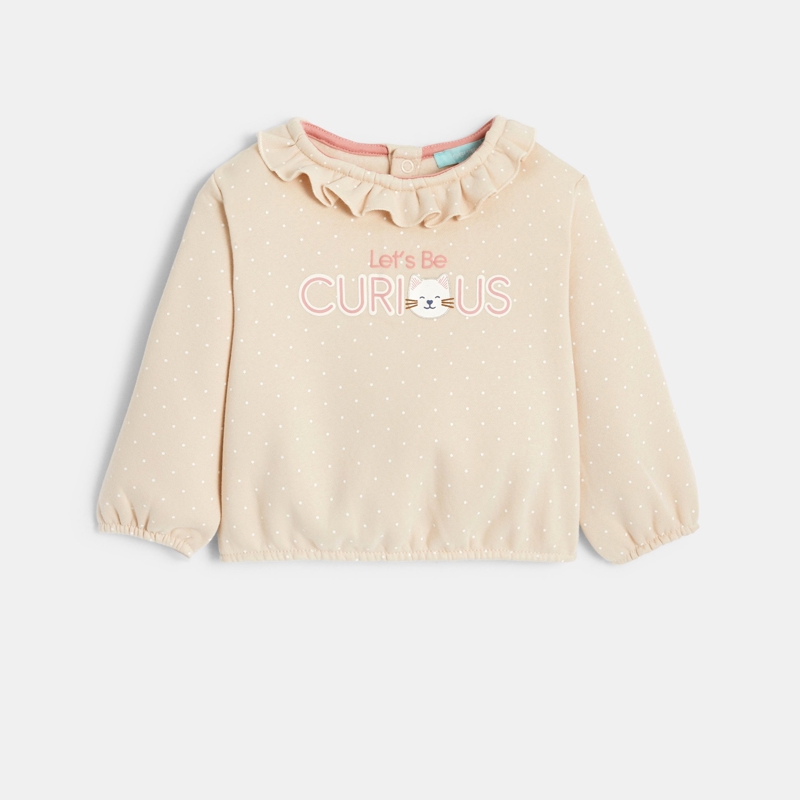 Sweat molleton chat à message blanc bébé fille - 5A