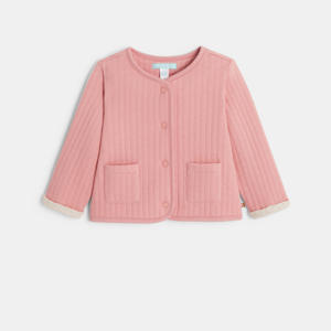 Baby girls' pink pointelle fleece jacket 1