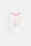 T-shirt impression cœur à volants blanc bébé fille