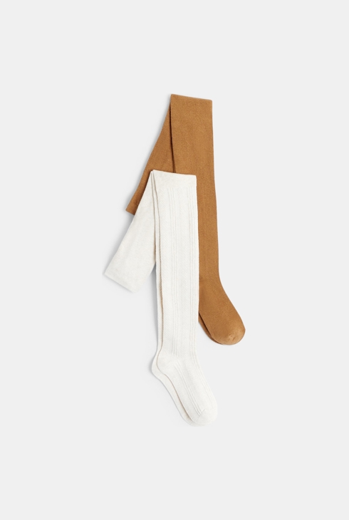 Collants chauds en tricot (lot de 2) marron fille 1