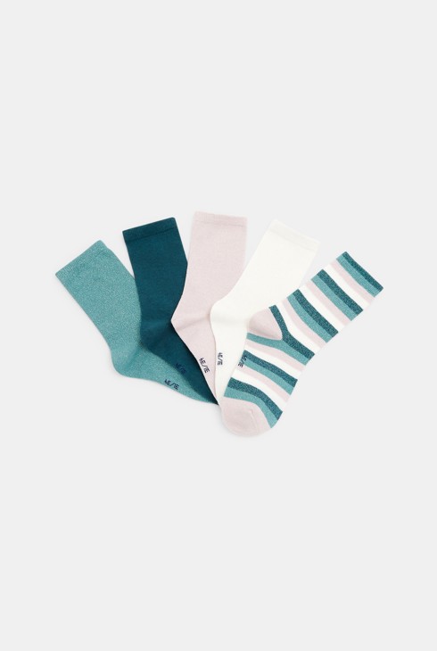 Chaussettes fantaisie pailletées (lot de 5) roses fille 2