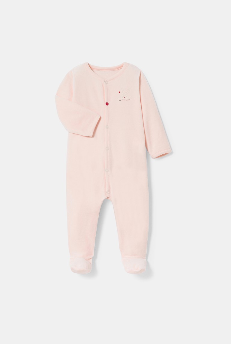 Pijama entero con pies de terciopelo rosa recién nacido Absorba 1