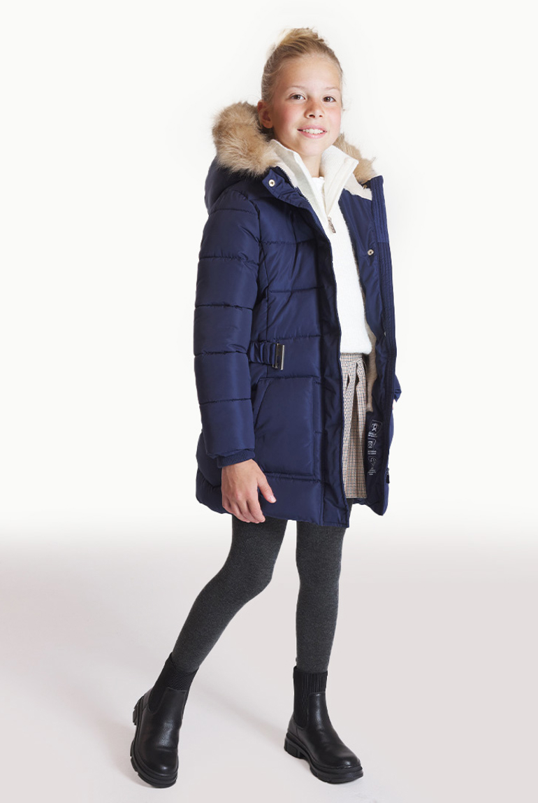 Parka matelassée déperlante bleu marine Fille 1