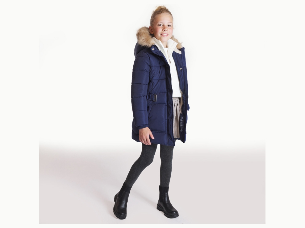 Parka matelassée déperlante bleu marine Fille 1