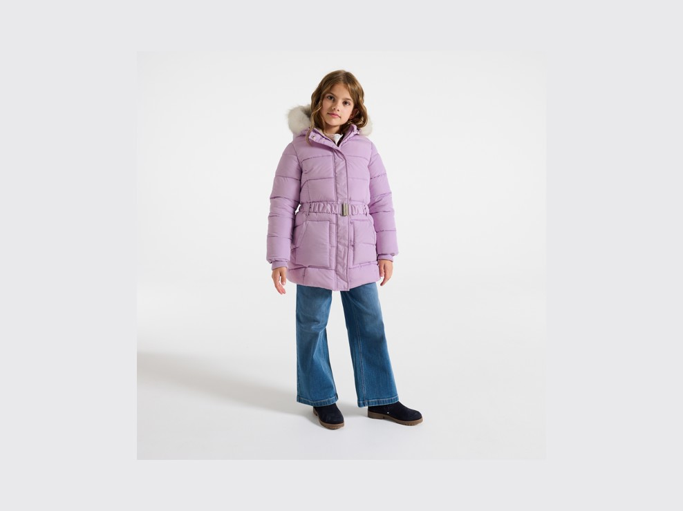 Parka acolchada repelente al agua violeta niña 1