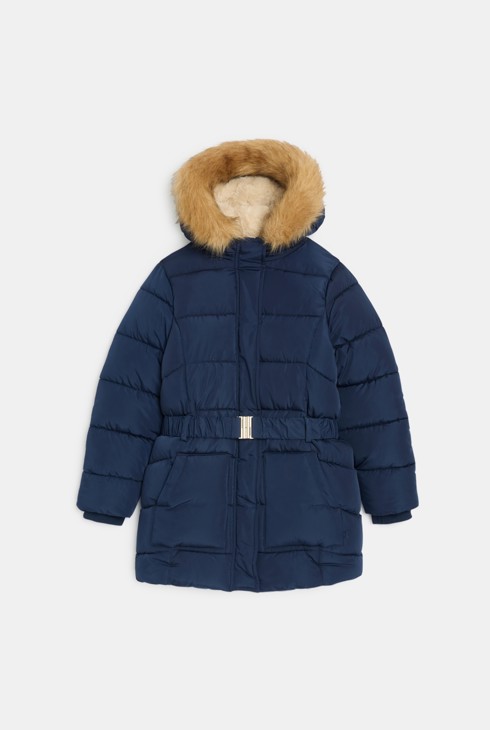 Girls navy-blue water-repellent quilted parka 2