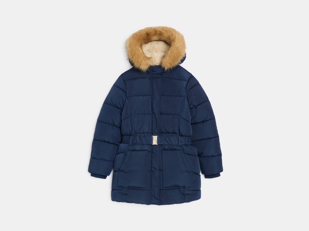 Marineblauer, gesteppter, wasserabweisender Parka für Mädchen 2