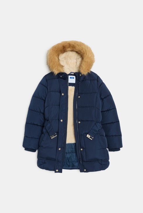 Parka matelassée déperlante bleu marine Fille