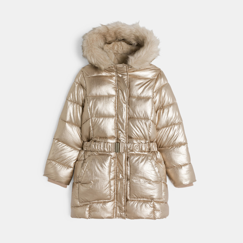 Parka gesteppt wasserabweisend goldfarben Mädchen