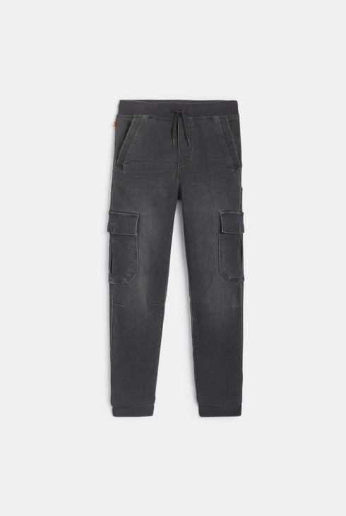 Dunkelgraue Cargo-Jeans für Jungen 1