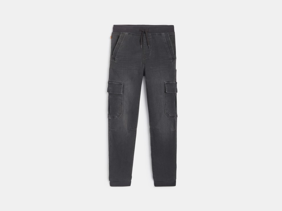Dunkelgraue Cargo-Jeans für Jungen 1