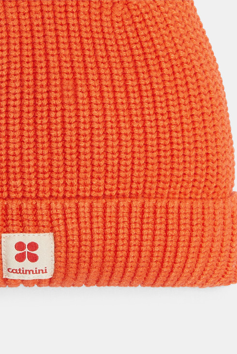 Bonnet enfant en maille tricot clémentine orange garçon Catimini 2