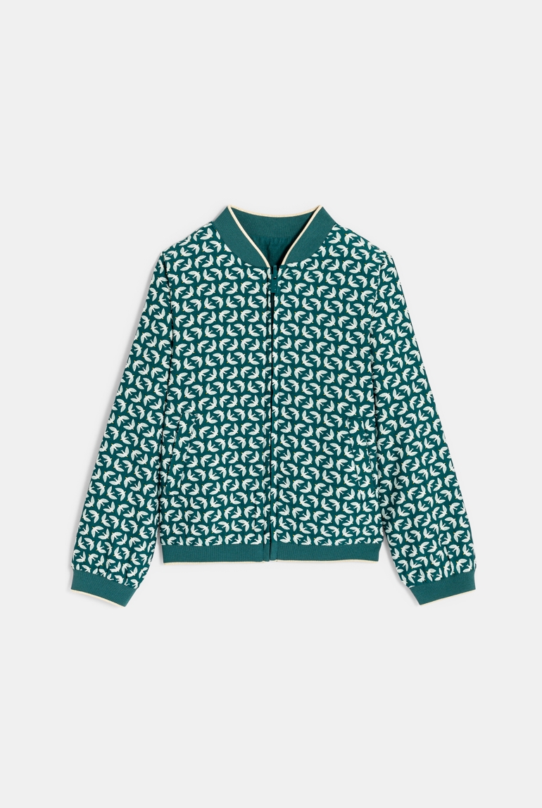 Blouson bomber réversible vert Fille 1