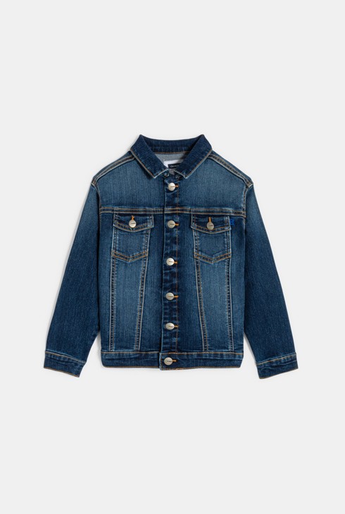 Blaue verwaschene Jeansjacke Jungen