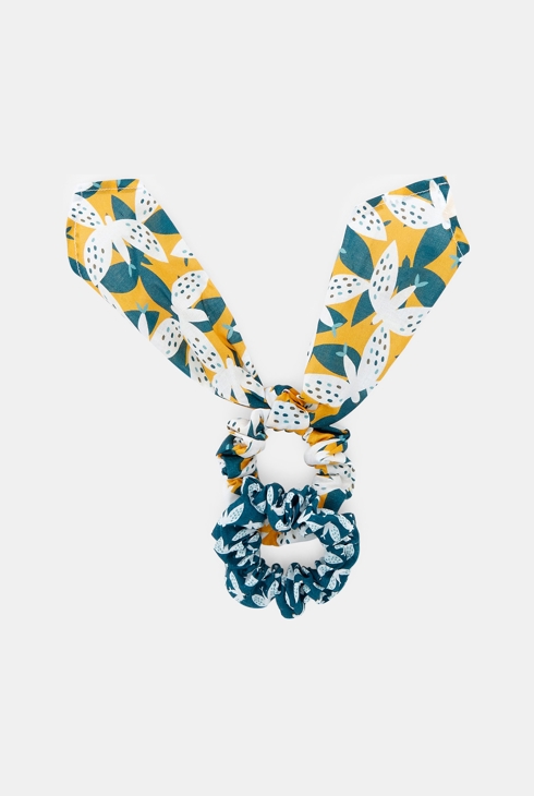 Chouchou imprimé (lot de 2) jaune fille 1