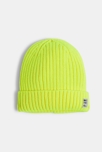Bonnet côtelé à revers jaune fille