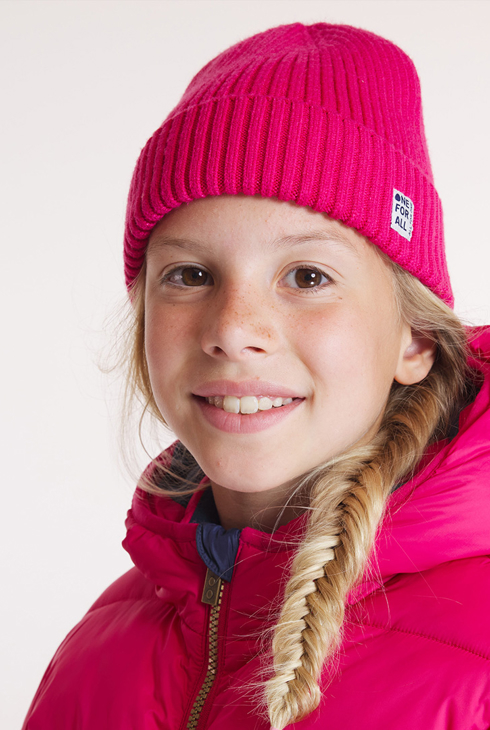 Gerippte Mütze mit Umschlag in Rosa für Mädchen 1