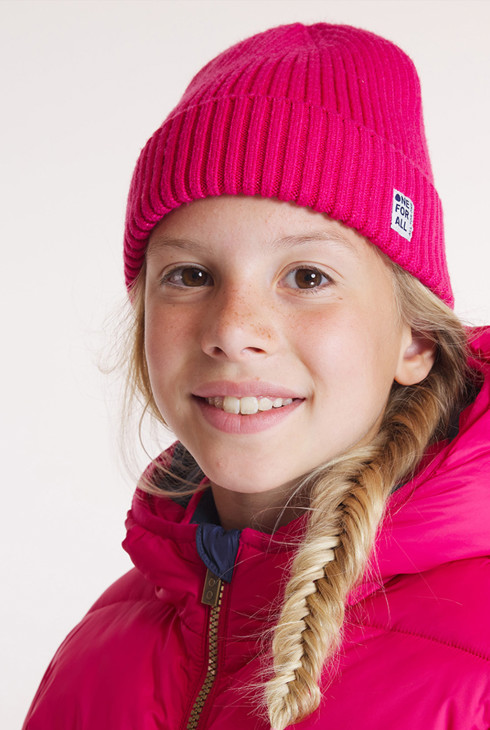 Gerippte Mütze mit Umschlag in Rosa für Mädchen 2