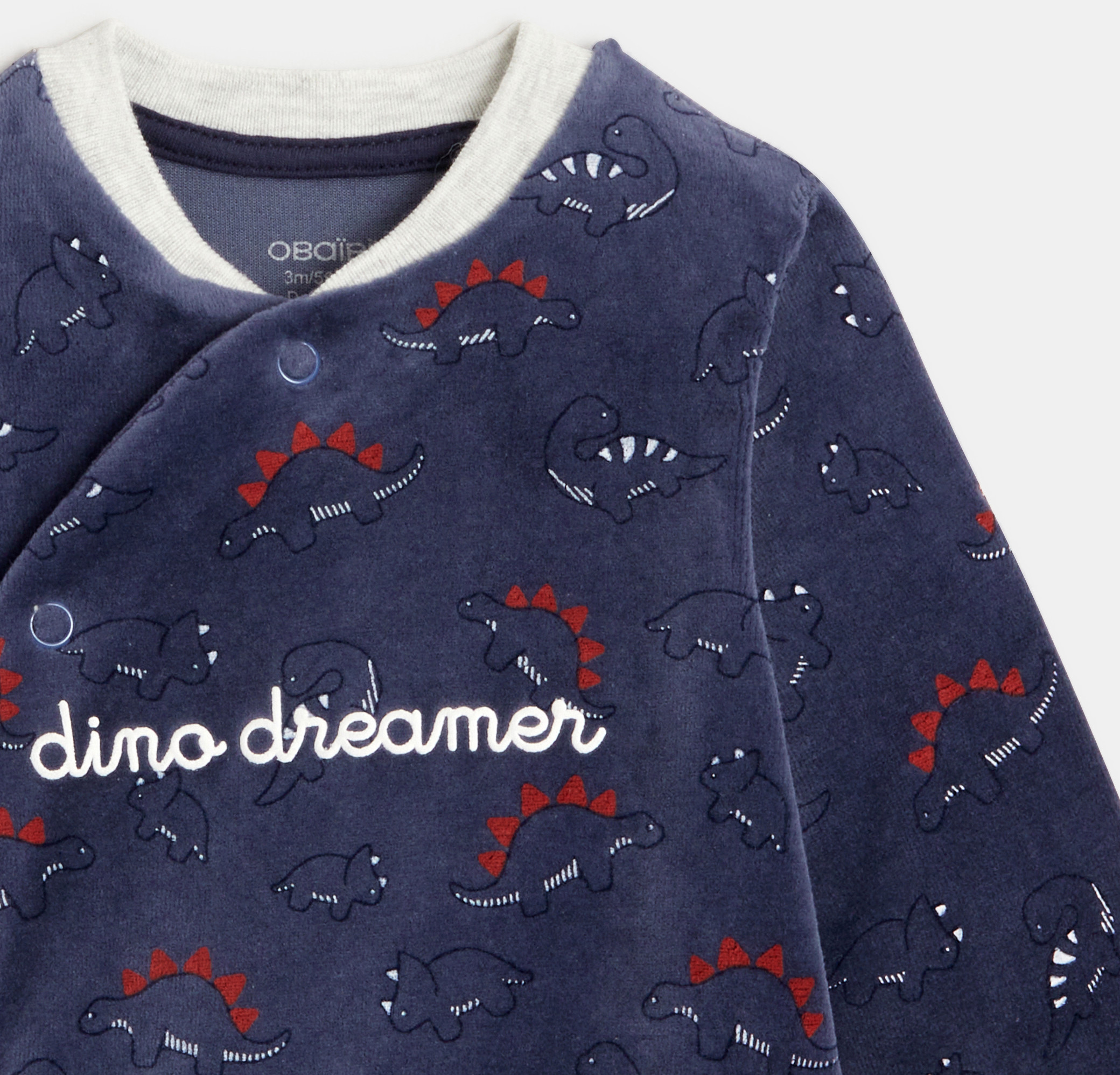 Spalni pajac iz žameta z dinozavri modra dojenček deček 2